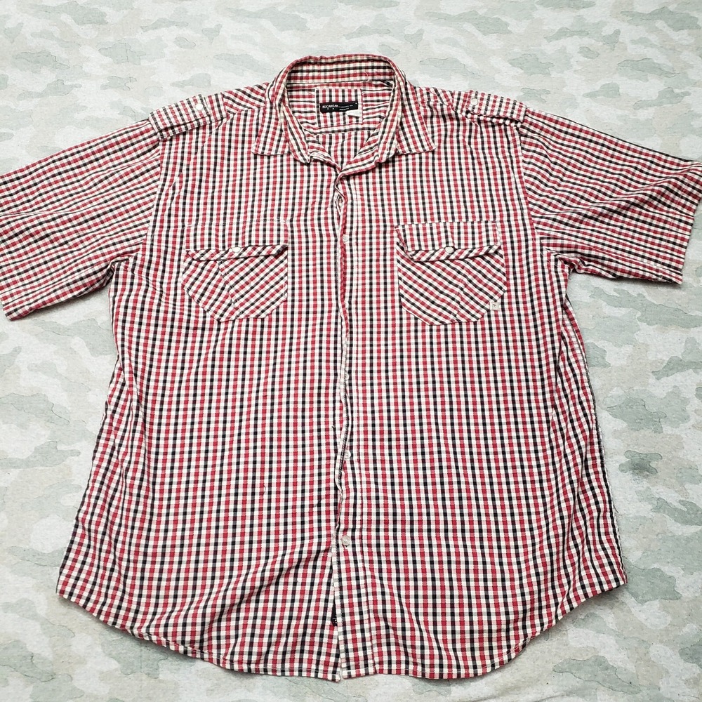 Rocawear Authentic Shirt Men's 3X Red Checked Long‎ Sleeve Button-Up